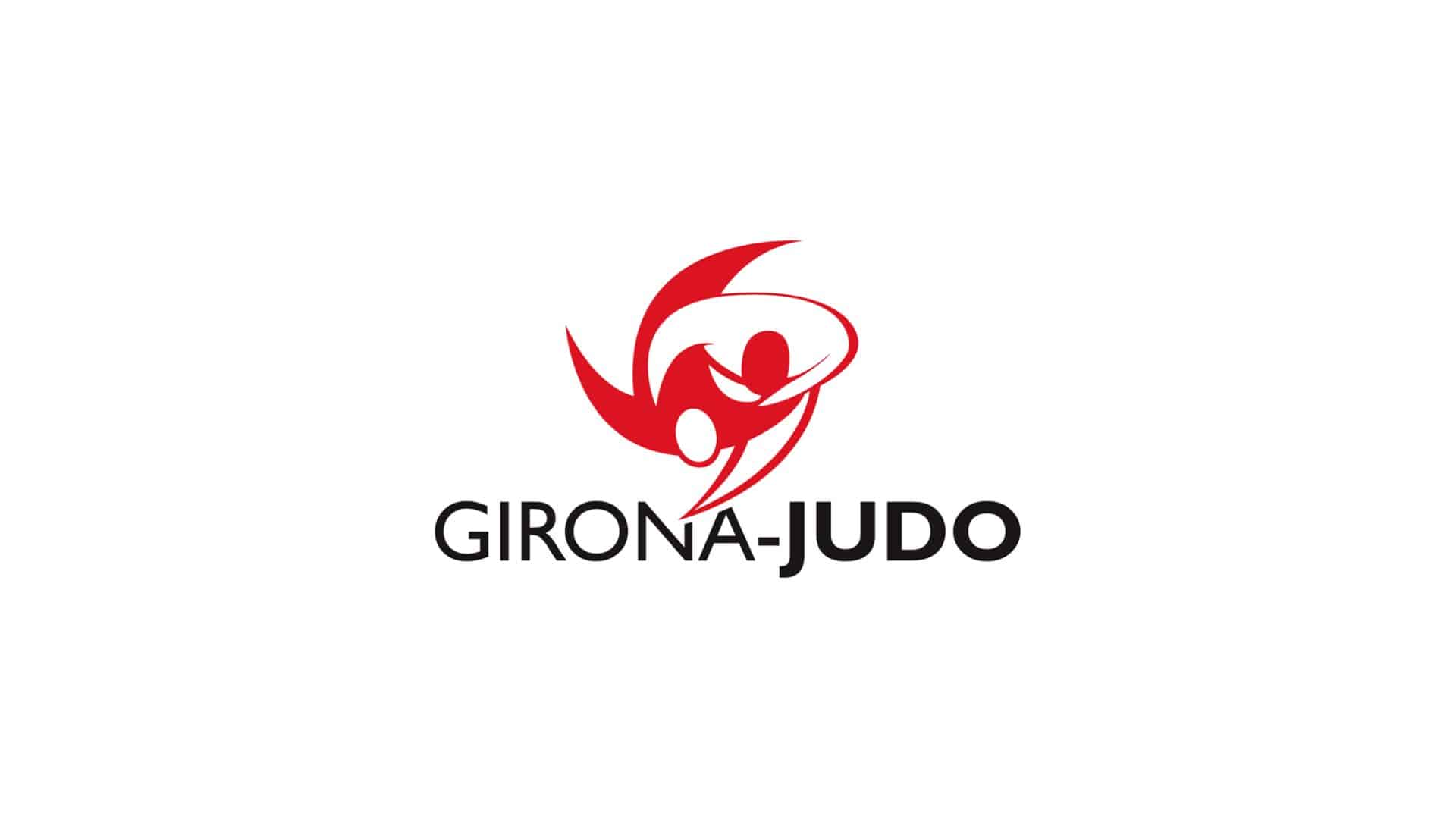 Logotip del Club Girona Judo amb siluetas vermelles en acció de judo